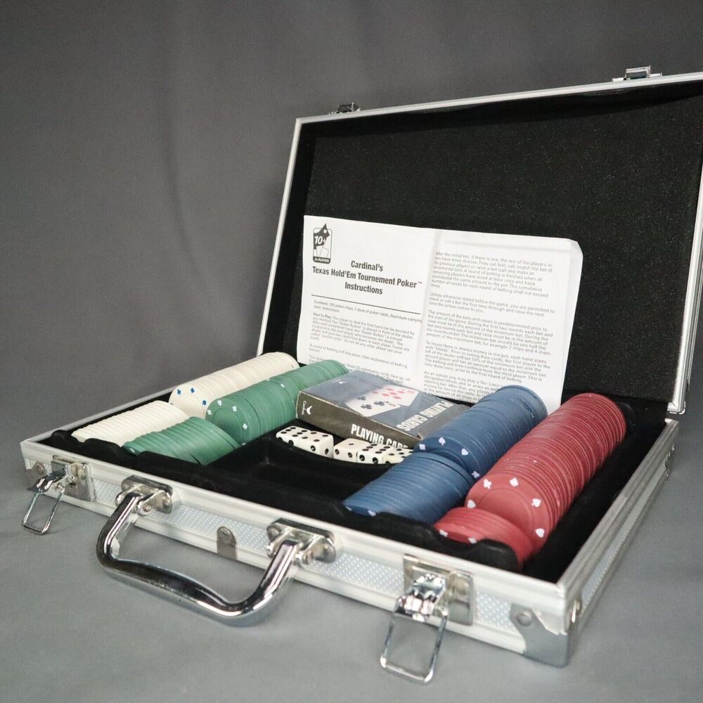 Texas Hold 'Em Tournament Poker Set with Case, Dice, Chips, Cards Cardinal's